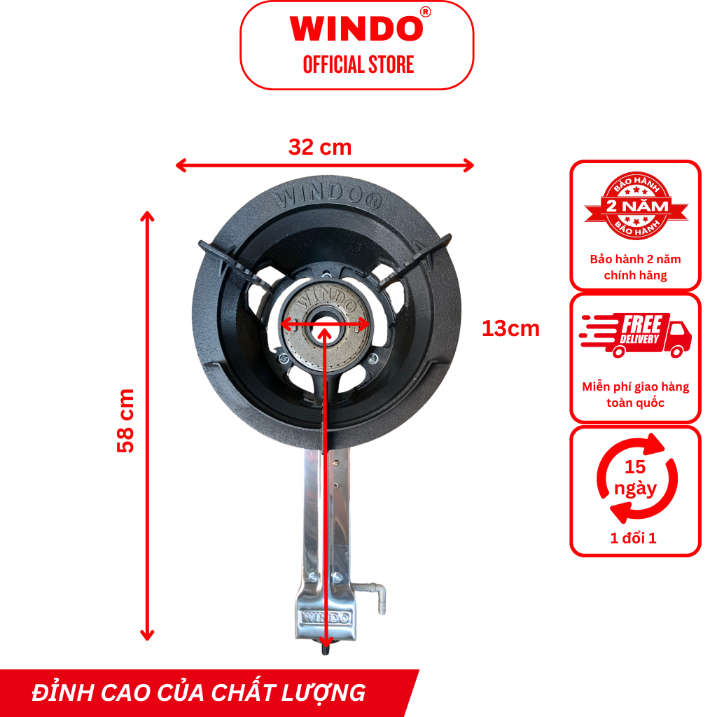 Bếp Gas Công Nghiệp Khè WINDO - 5A2 | Bếp gas công nghiệp lửa lớn nấu nhà hàng- Hàng chính Hãng