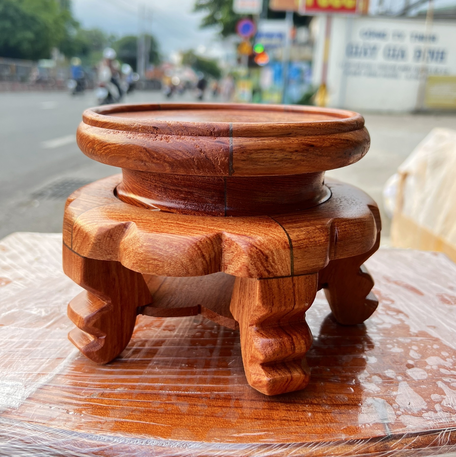 Đôn gỗ hương đế gỗ tròn kê tượng và đồ thờ cúng 2 cỡ