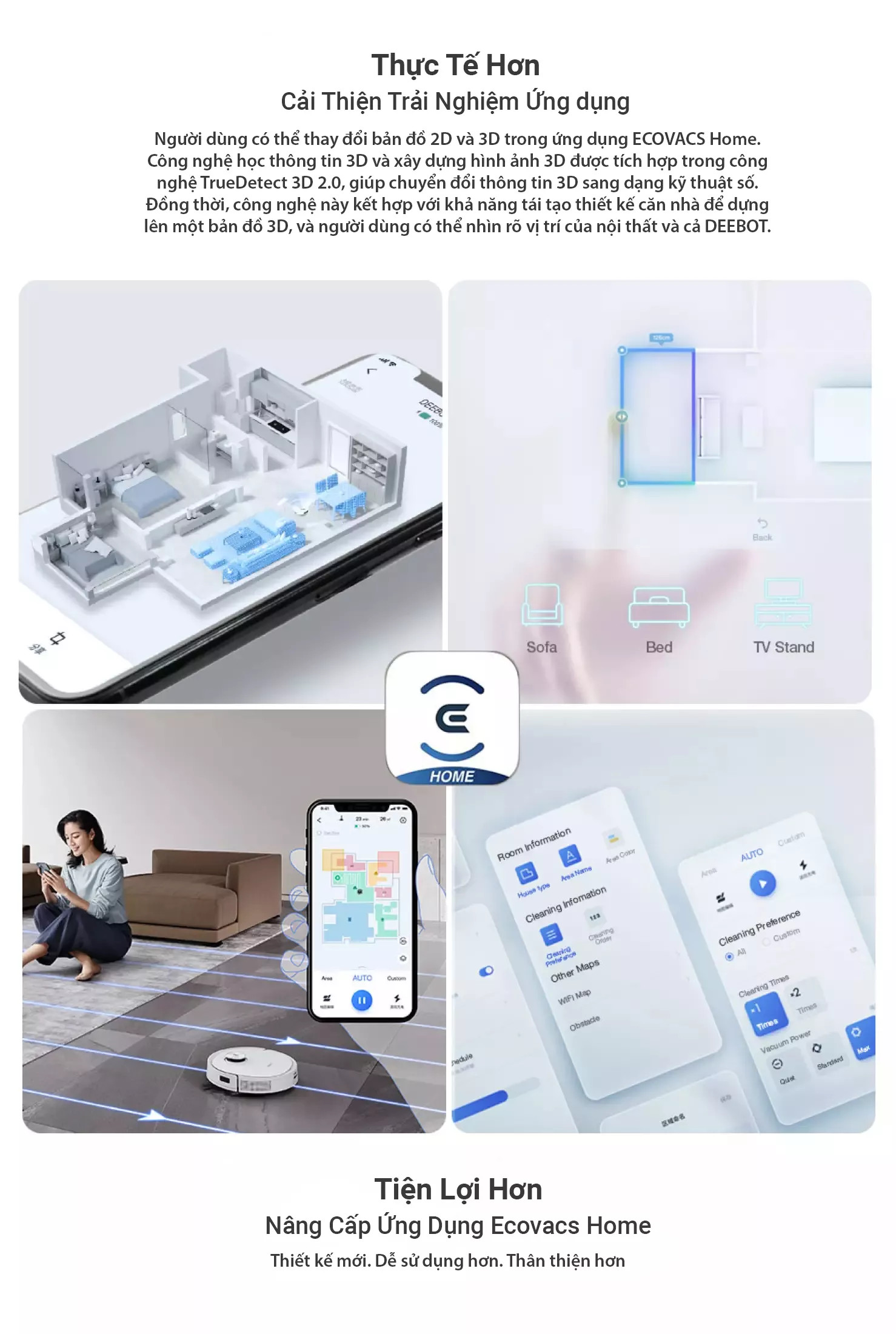 Robot hút bụi lau nhà Ecovacs Deebot T9 Plus - Trắng Bản Quốc tế - App Tiếng Việt, hàng nhập khẩu chính hãng full VAT, bảo hành chính hãng 24 tháng bởi Vietnam Robotics, lực hút 3000Pa, thời gian hoạt động 3 giờ liên tục