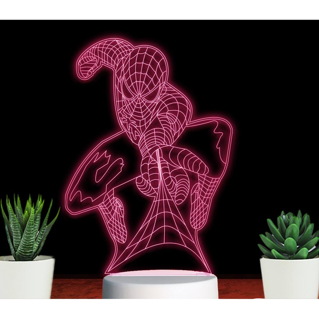 ĐÈN LED 3D 16 MÀU HÌNH NGƯỜI NHỆN - QUÀ TẶNG Ý NGHĨA, QUÀ SINH NHẬT,TRANG TRÍ, ĐỂ BÀN , PHÒNG NGỦ