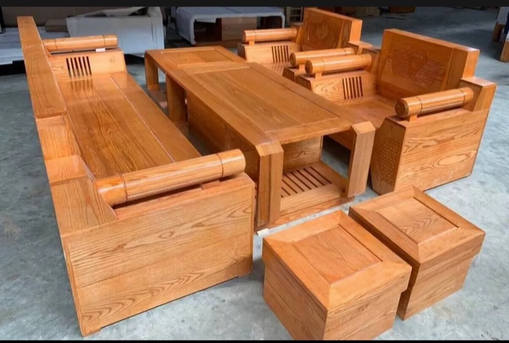 BỘ BÀN GHẾ PHÒNG KHÁCH , BỘ SOFA GÓC L GỖ SỒI ,MẪU KIM CƯƠNG