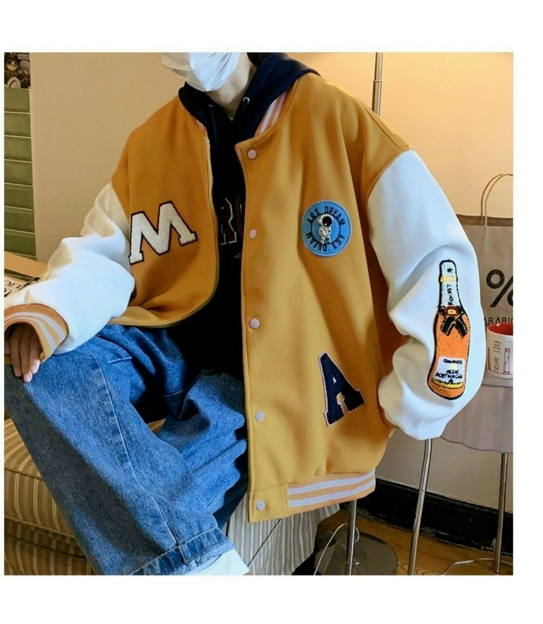 Áo Khoác Cardigan Chữ M - A Hình Chai - Bomber Bóng Chày Nỉ Kiểu Rộng Unisex Nam Nữ Cặp Đôi Mặc Chống Nắng - Lạnh
