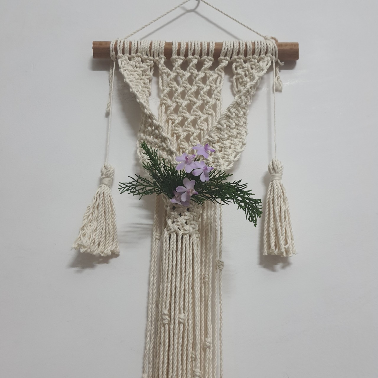 Giỏ hoa treo tường macrame - Ảnh thật - nhiều màu