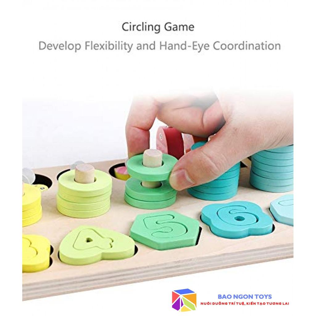 BẢNG GỖ 5 IN 1 RÈN LUYỆN ĐA KỸ NĂNG CHO BÉ , ĐỒ CHƠI MONTESSORI GIÚP BÉ HỌC CHỮ CÁI, SỐ ĐẾM VÀ MÀU SẮC