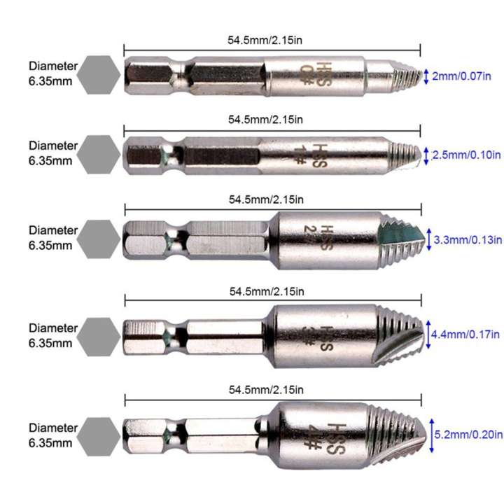 Bộ 5 cây lấy ốc vít gãy cao cấp - Bộ tháo bu lông ốc vít gãy ốc trờn toét gãy