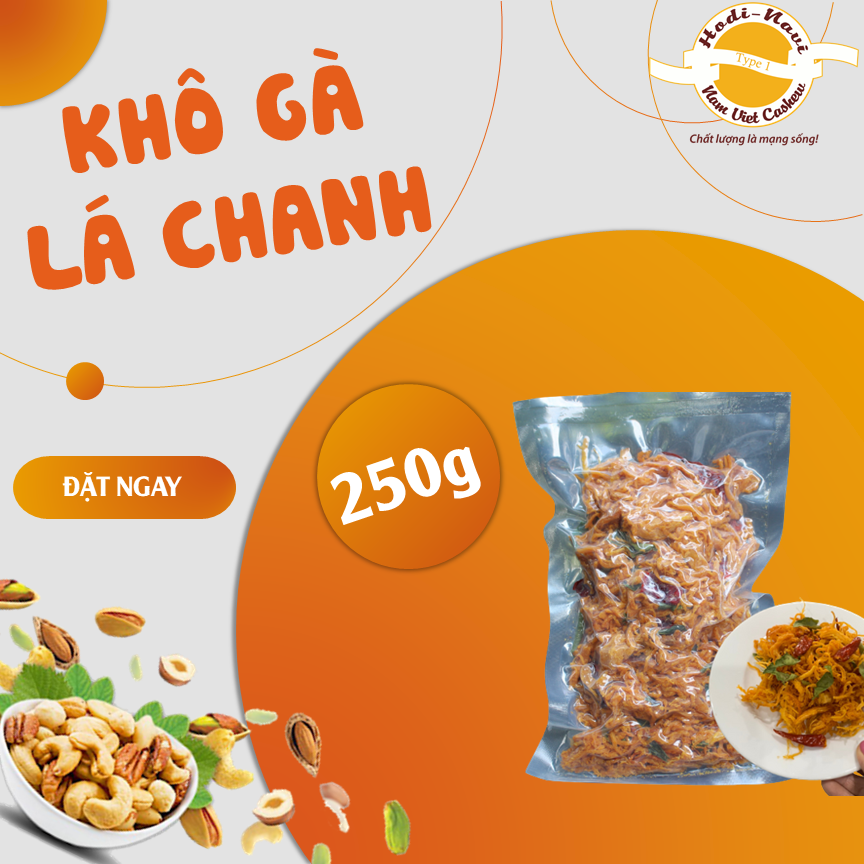 Khô gà lá chanh xé cay sợi dai thơm ngon - Túi 250g