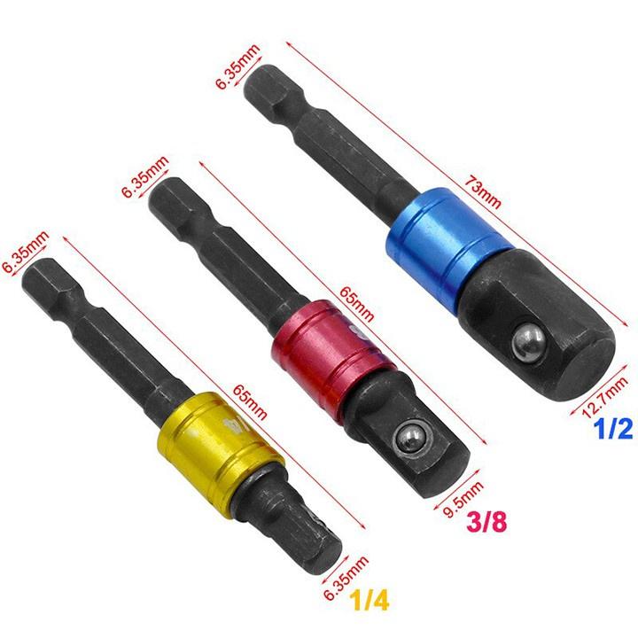 Bộ 3 đầu chuyển vặn chuôi lục giác cho máy khoan