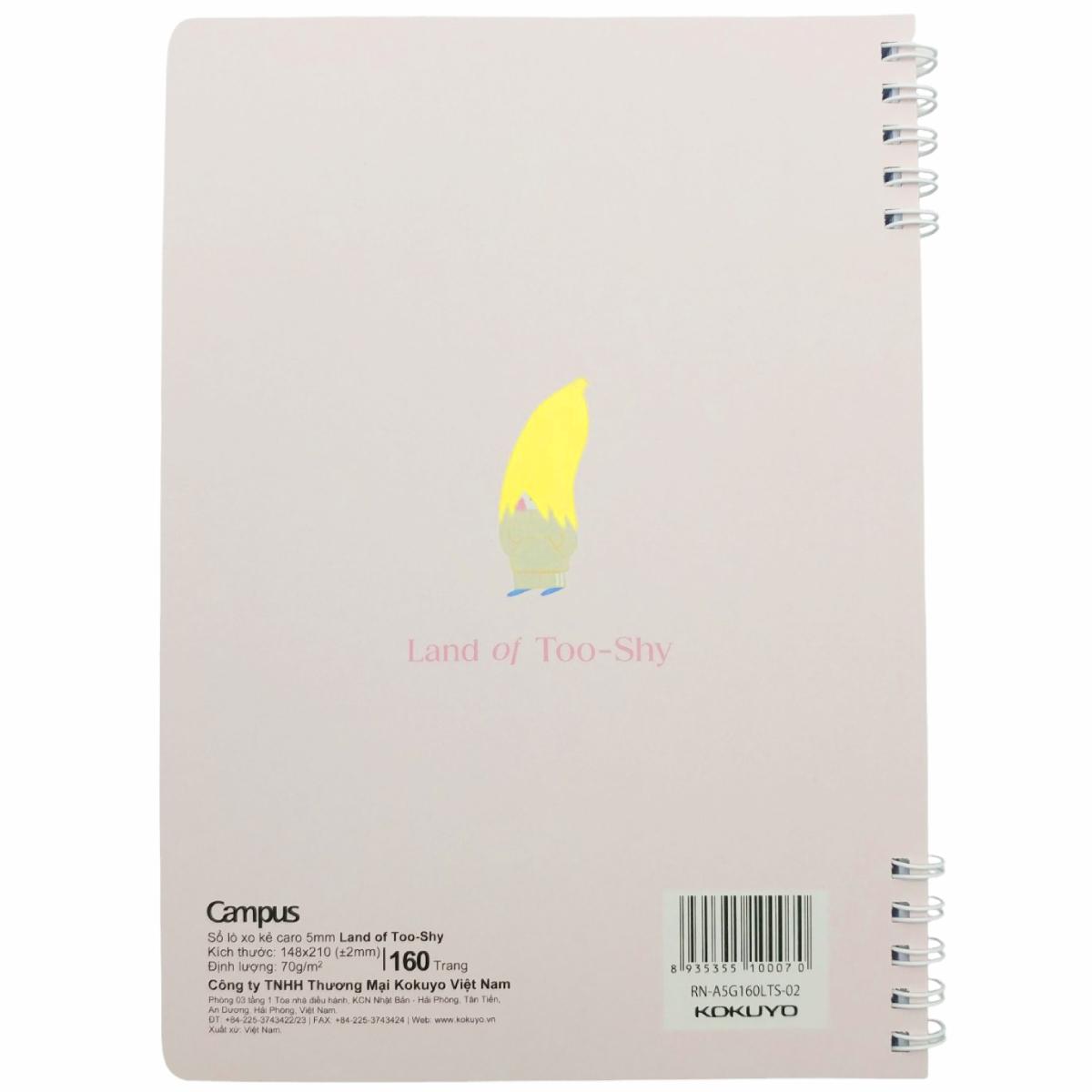 Sổ Lò Xo A5 - Kẻ Caro - 160 Trang 70gsm - Land Of Too-Shy - Campus RN-A5G160LTS-02