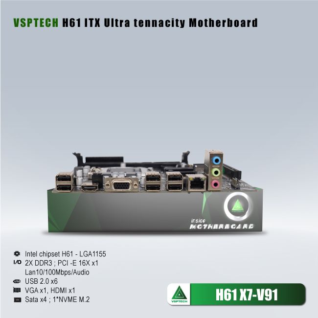 Main VSP H61 X7-V91 (Socket 1155, HDMI+VGA DDR3, Micro-ATX) - Hàng chính hãng VSP phân phối