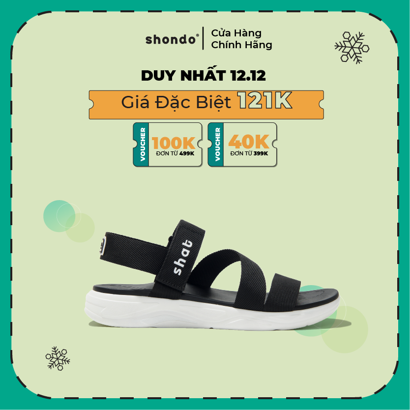 Giày Sandals Unisex Thời Trang Shat Trắng Đen S1M0010