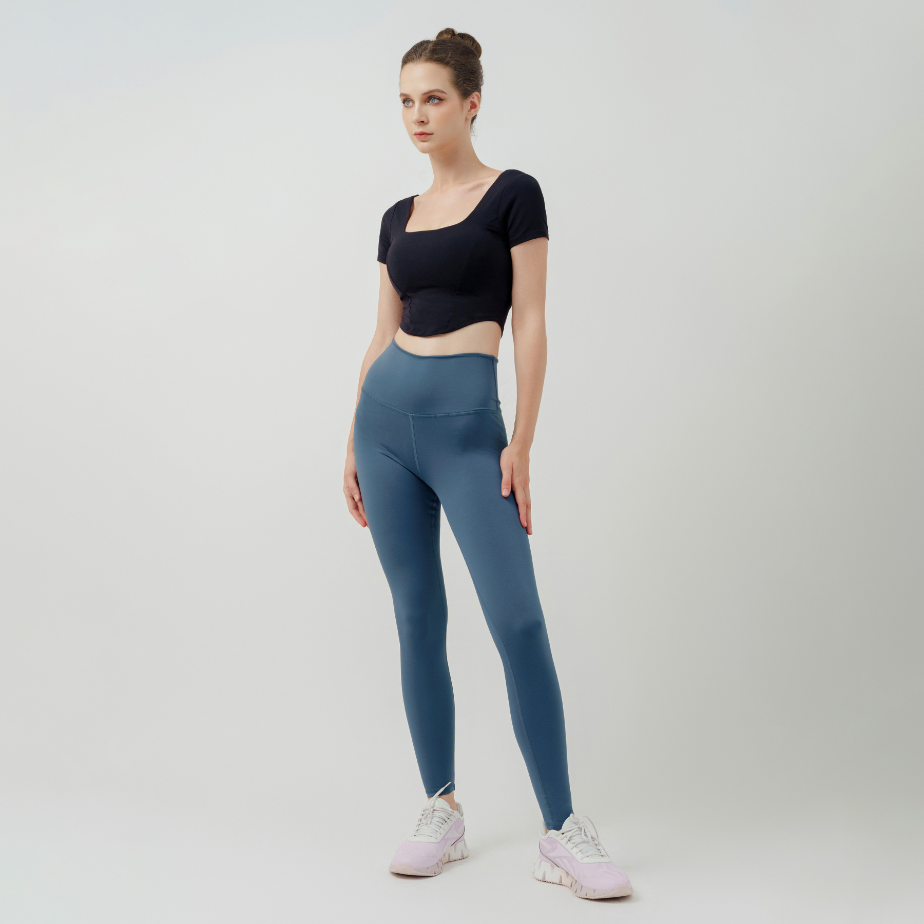 Áo Croptop Tập Yoga Gym Hibi Sports Cr823, Kiểu Corset Cổ Vuông, Kèm Mút Ngực