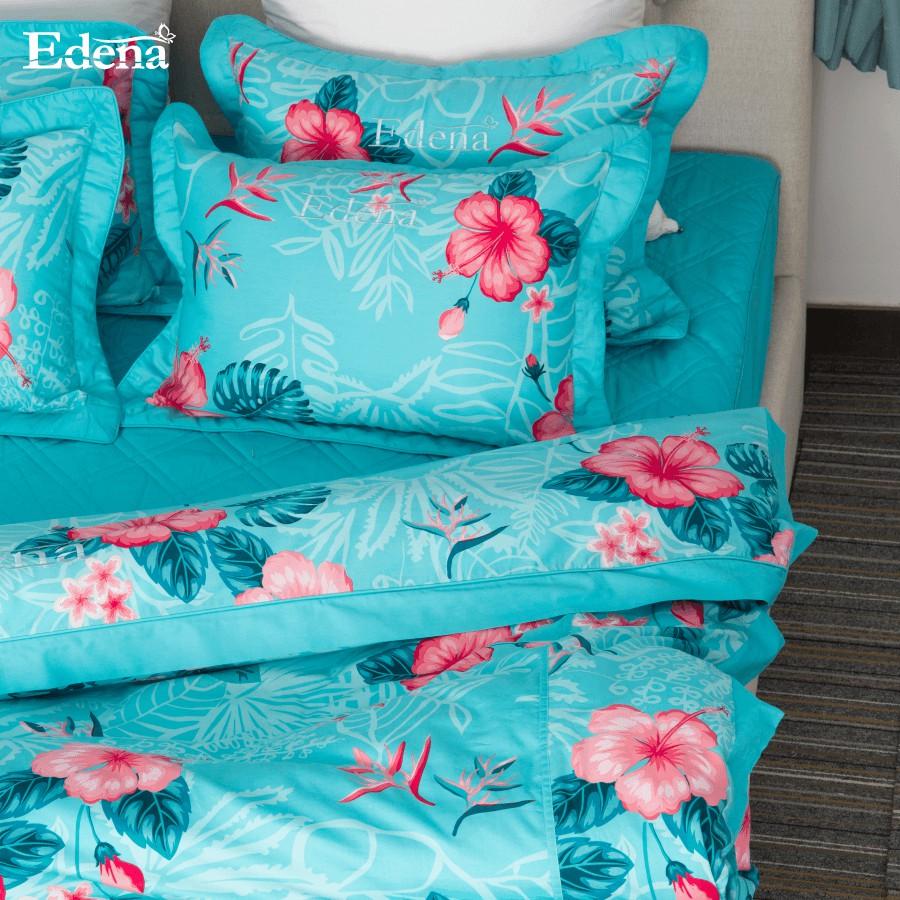 Bộ Chăn Ga Cotton In Edena 451- 5 món siêu đẹp