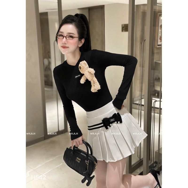 SET ÁO DÀI TAY MIUMIU KÈM GẤU&amp;CHÂN VÁY XẾP LY BY JOLIE