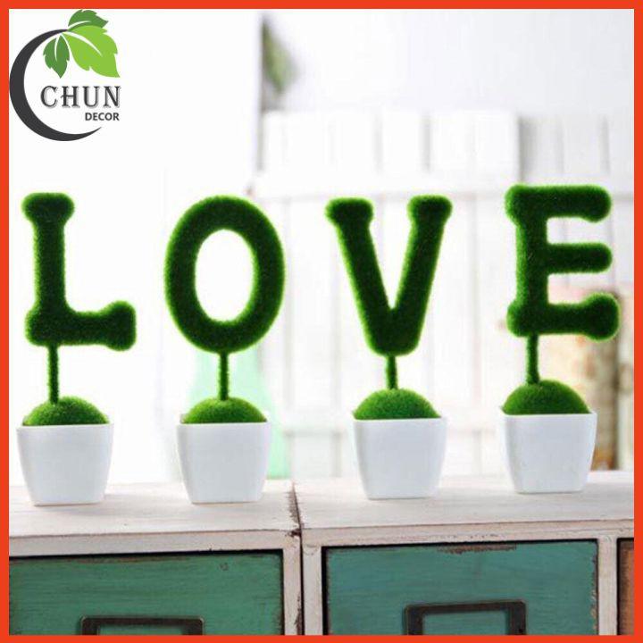 Bộ chậu cây chữ LOVE trang trí kệ tủ, kệ gắn tường, giá sách, làm làm việc, quà lưu niệm, trang trí xe hơi