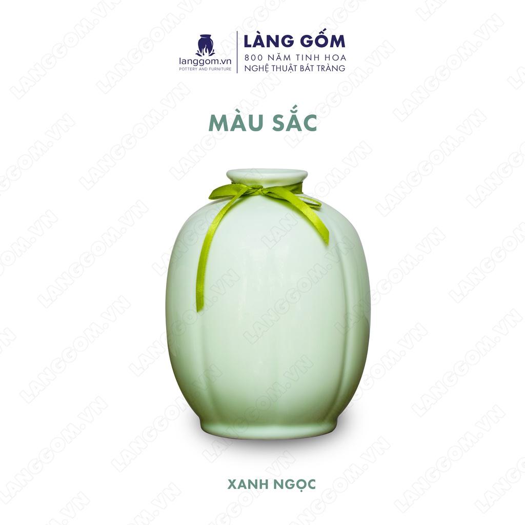 Bình hoa, lọ hoa Gốm sứ Bát Tràng cao cấp Men ngọc quả dưa bé dùng làm quà tặng, trang trí - Làng Gốm Bát Tràng