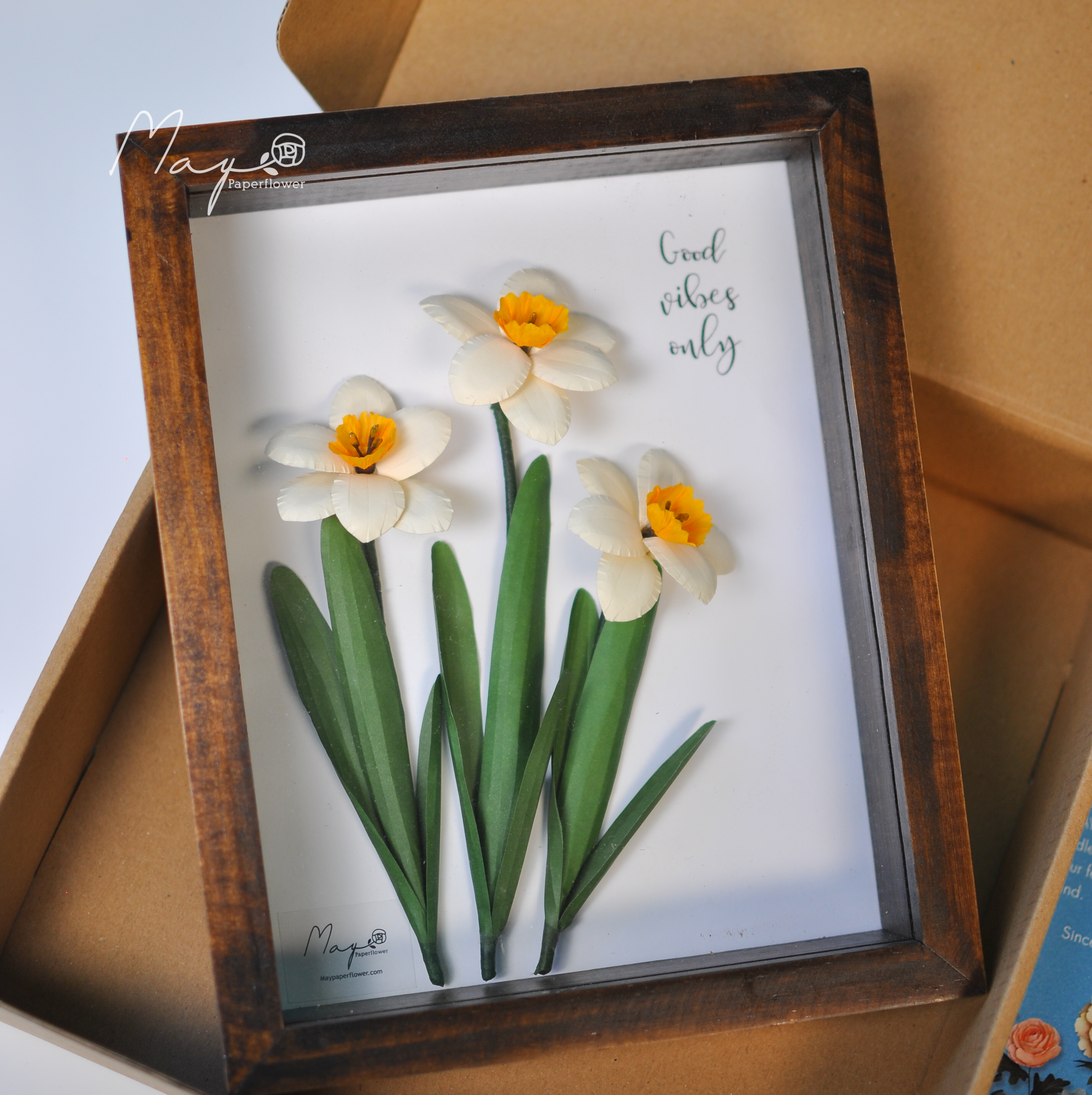 'Tranh hoa giấy handmade trang trí cao cấp cm, HOA THỦY TIÊN Maypaperflower - hoa giấy nghệ thuật