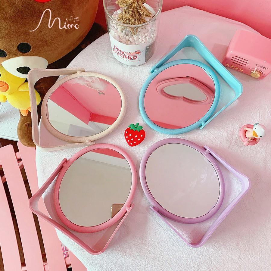 Gương lúa mạch để bàn 2 mặt sẵn 2 mẫu vuông tròn