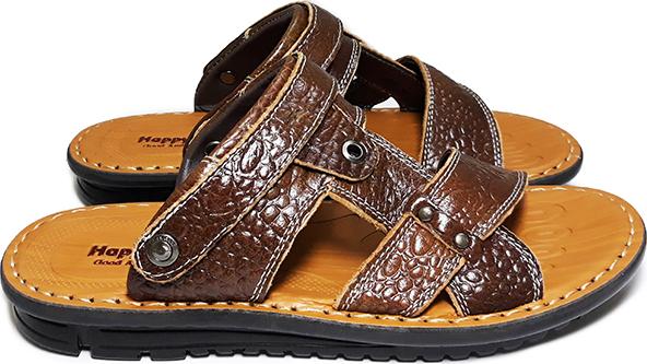 Giày Sandal Quai Ngang Da Bò Thật Happyshoes Cao Cấp HP02