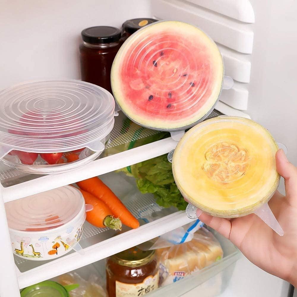 6 Pcs/ Set Food Silicone Cover Cap Keeping Fresh Seal Stretchy Wrap Cover Bowl Reusable Airtight Silicone Lids For Cookware Bowl