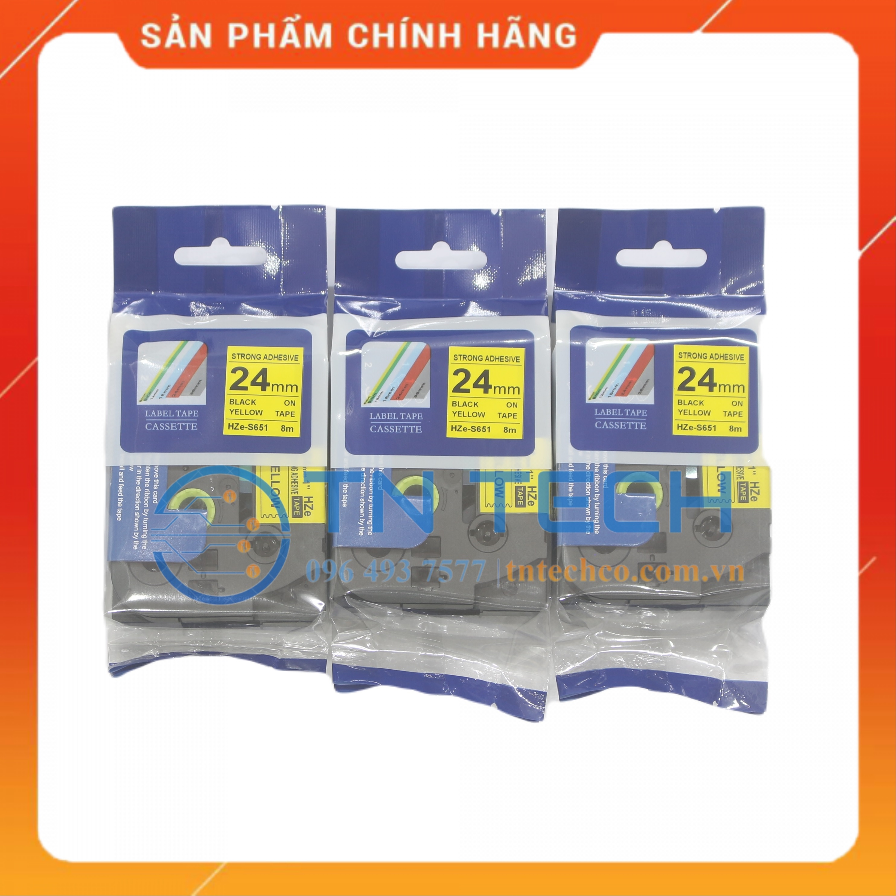 Nhãn In HZE-S651 - Đen nền vàng 24mm x 8m - Dùng cho máy in BROTHER - AIMO - PUTY [Hàng nhập khẩu]