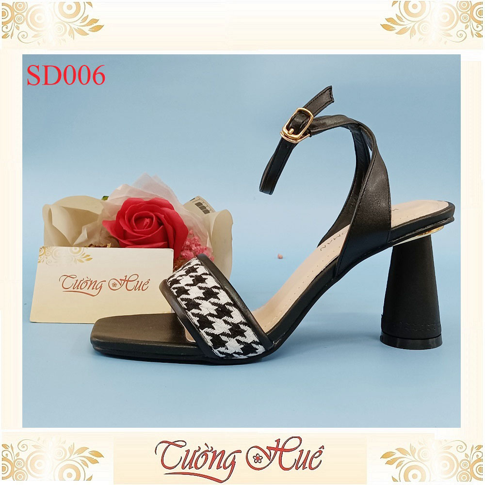 Sandal Cao Gót Quai Ngang Hở Mũi Gót Trụ Tròn Cao 7CM - SD006