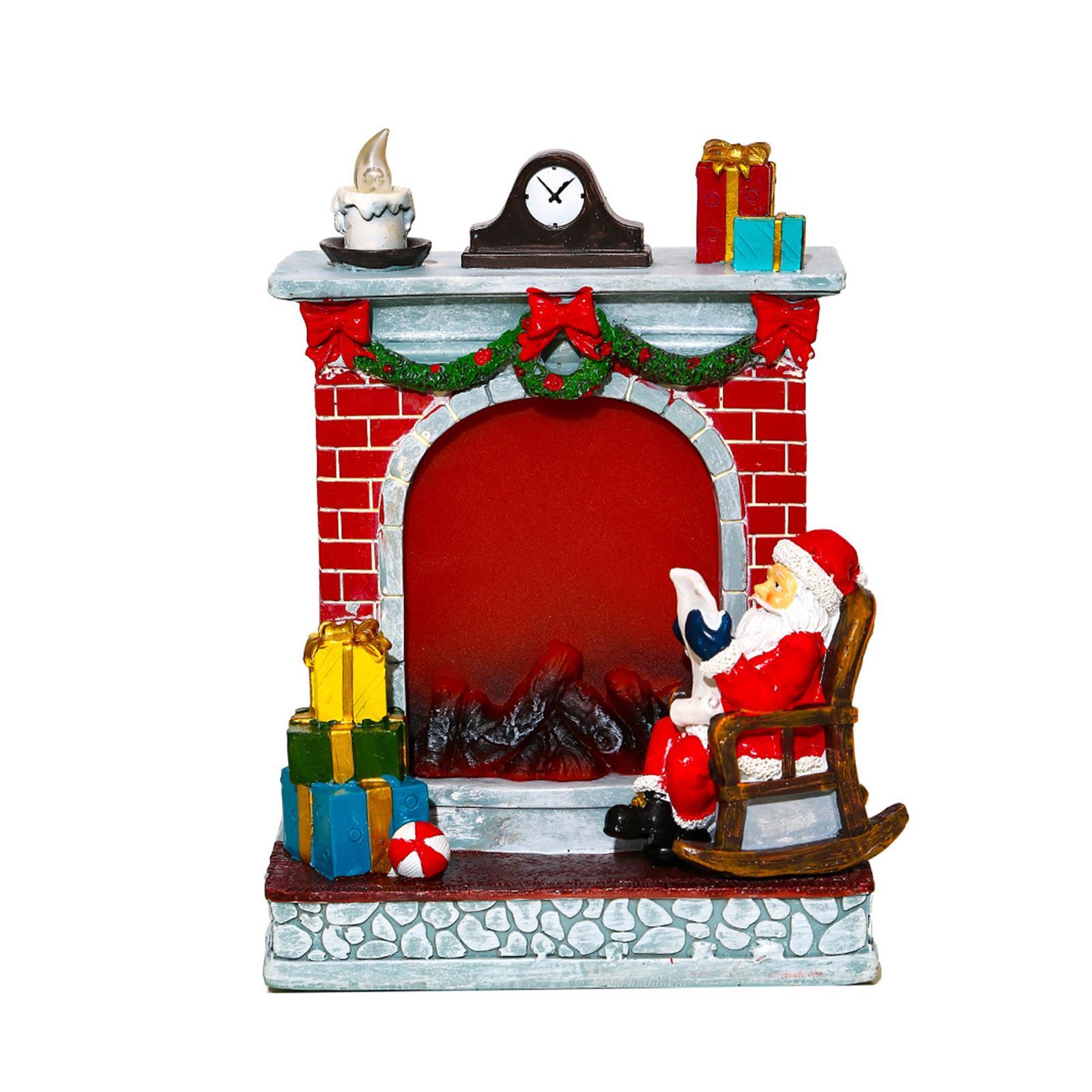 Christmas Fireplace Collectable Figurine Christmas Fireplace Figurine Christmas Fireplace with Light for Table Decor