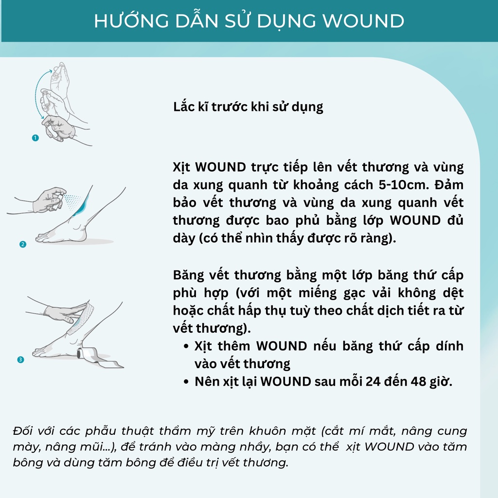Chai xịt Wound làm lành vết thương hở chưa đóng miệng, Wound ngăn ngừa sẹo sau phẫu thuật, xóa hình xăm (10ml)