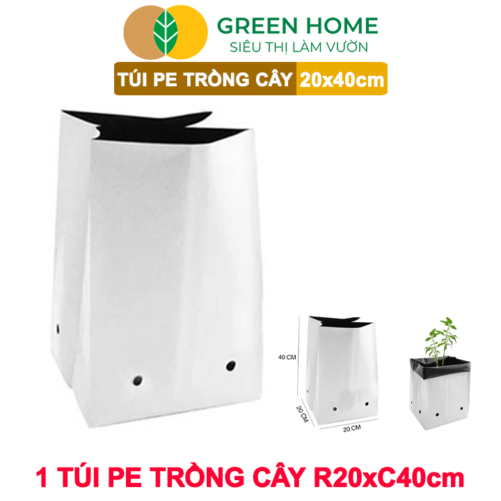 Túi Trồng Cây GreenHome, PE 2 Lớp, Chống UV, Tiện Lợi, Kinh Tế, Độ Bền 1,5 Năm, Trồng Rau, Hoa, Dâu Tây – 1 TÚI PE 20×40