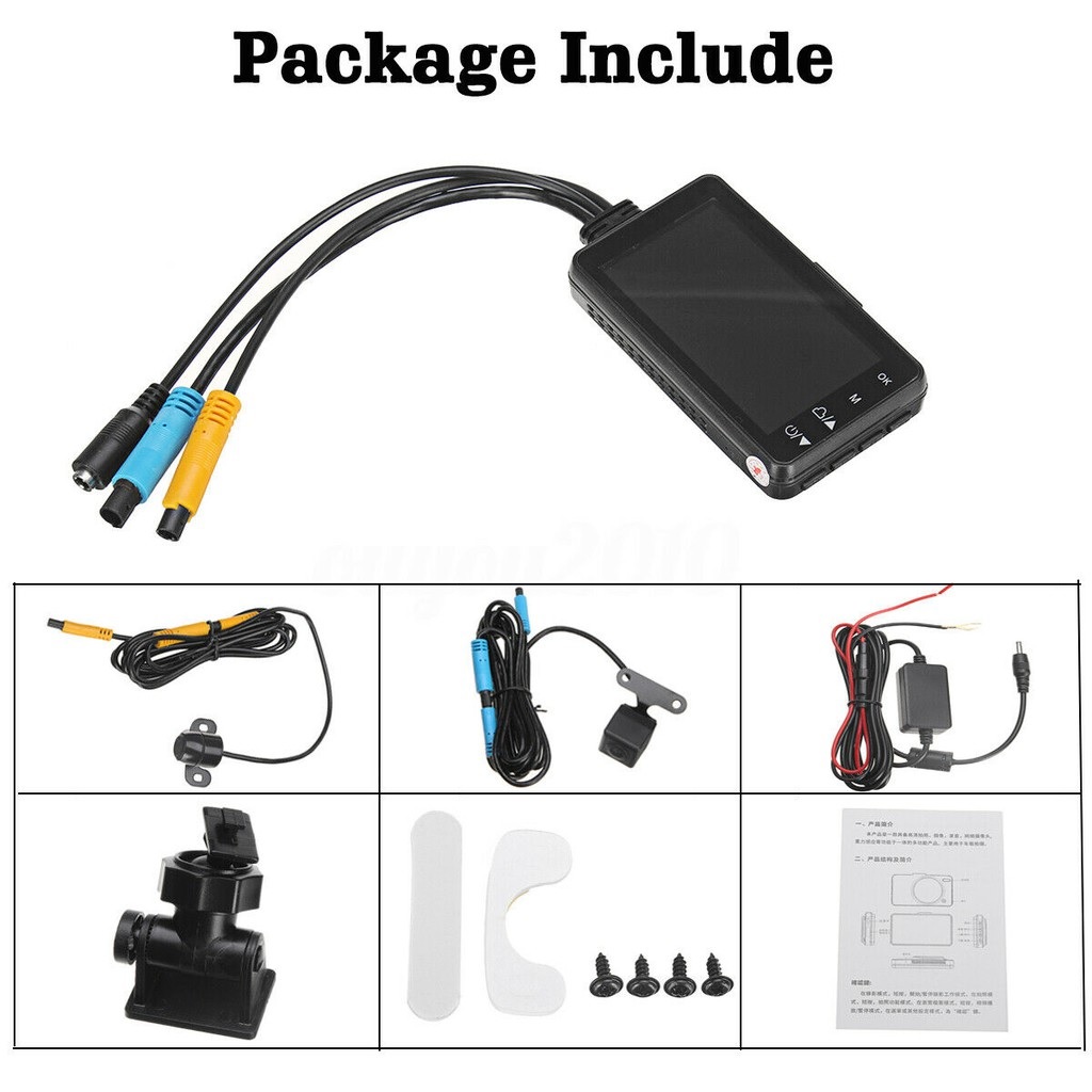 ROGTZ Camera Hành Trình Dành Cho Xe Máy Kèm 2 Camera Sau Chống Nước Cao Cấp MT208 - Hàng Nhập Khẩu