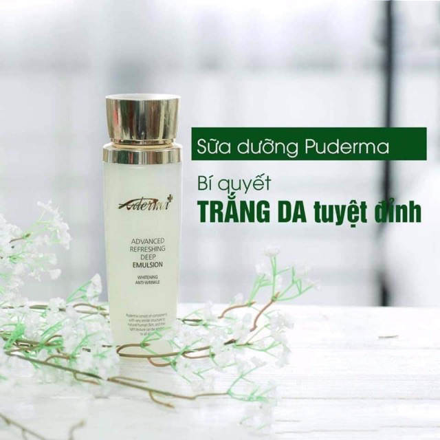 Sữa dưỡng Puderma khắc phục các vấn đề cho da như mụn, thâm sạm, giúp làm trắng da mặt và chống lão hóa