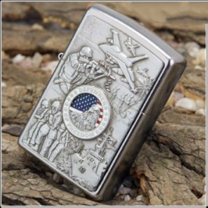 Bật Lửa Zippo Joined Forces Emblem Street Chrome Chính Hãng Usa