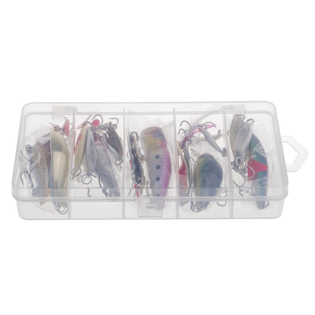 Fishing Lures Kit Mixed Hard Lures Spoon Baits and Accessories