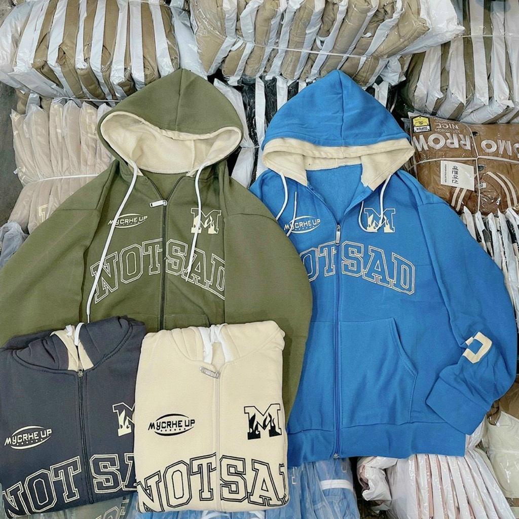 Áo Hoodie Nỉ Ngoại 2 Nón NOT SAD - Áo Khoác Nỉ nam nữ Unisex