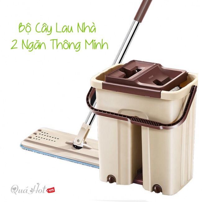 Bộ lau nhà tự vắt thông minh 2 ngăn, xoay 360 độ, cỡ to nhất - miếng lau thấm hút