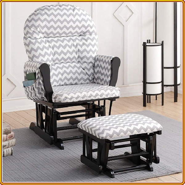 Ghế trượt thư giãn Rocking Chair Juno Sofa khung màu nâu nệm sọc KT 70 x 74 x 102 cm