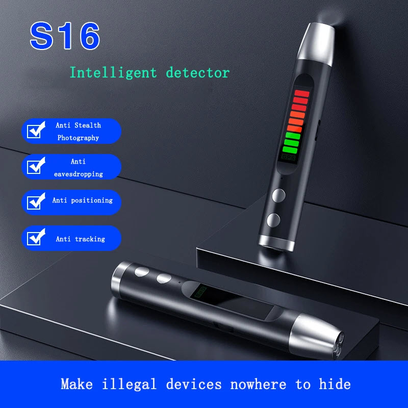 ROGTZ - RF Detector S16 Thiết bị dò Camera ẩn mini Máy nghe trộm Tín hiệu Wifi Tín hiệu GPS Tín hiệu điện thoại Phạm vi dò rộng Dải tần 100-8000MHz Độ nhạy cao Pin Lithium 3.7V 300mAh Độ bền cao Oto Văn phòng Khách sạn Nhà nghỉ Nhà ở - Hàng Chính Hãng