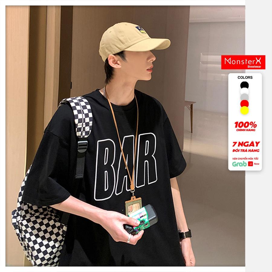 Áo thun unisex MonsterX BAR phông tay lỡ nam nữ form rộng Oversize 2 màu