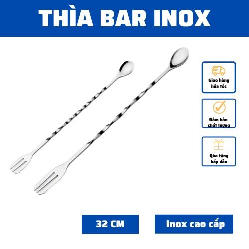 Thìa Bar pha chế 32cm cao cấp thìa inox khuấy hai đầu siêu bền cho quầy Bar dụng cụ pha chế chuyên dụng 26-32cm