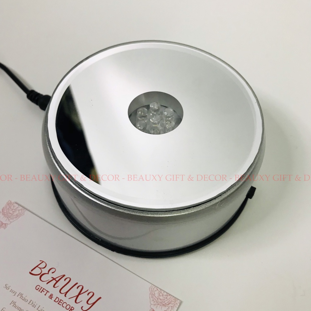Đế xoay trưng bày sản phẩm có đèn led, bàn xoay tự động, cắm điện trực tiếp chịu lực 4kg