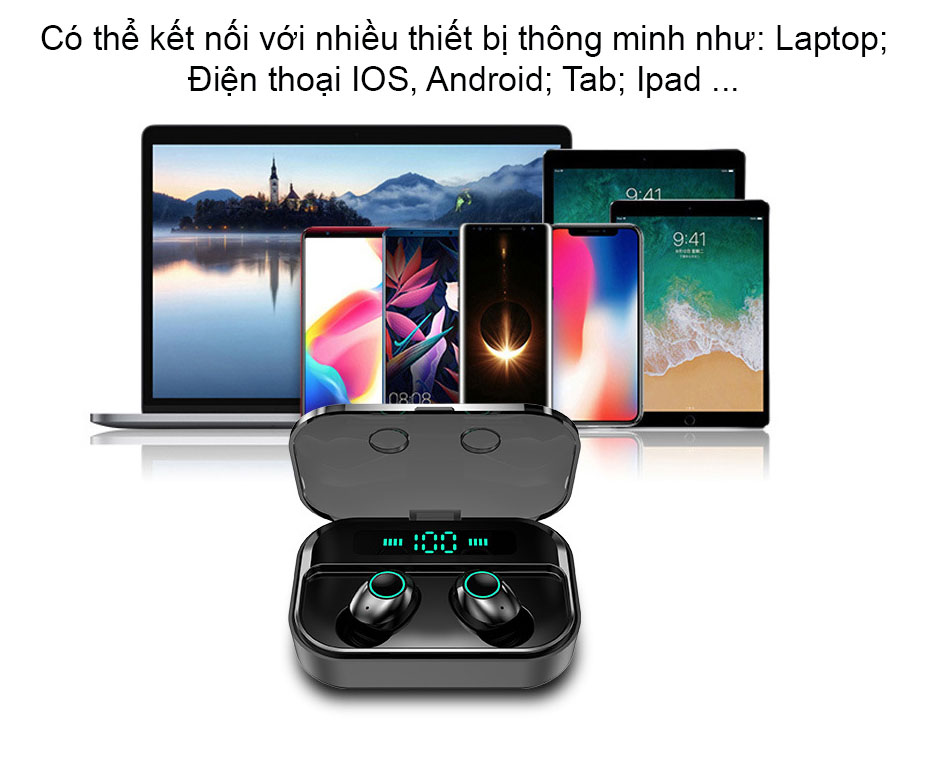 Tai nghe Bluetooth 5.0 Serial M7 - Cảm ứng chạm, Dock sạc LED