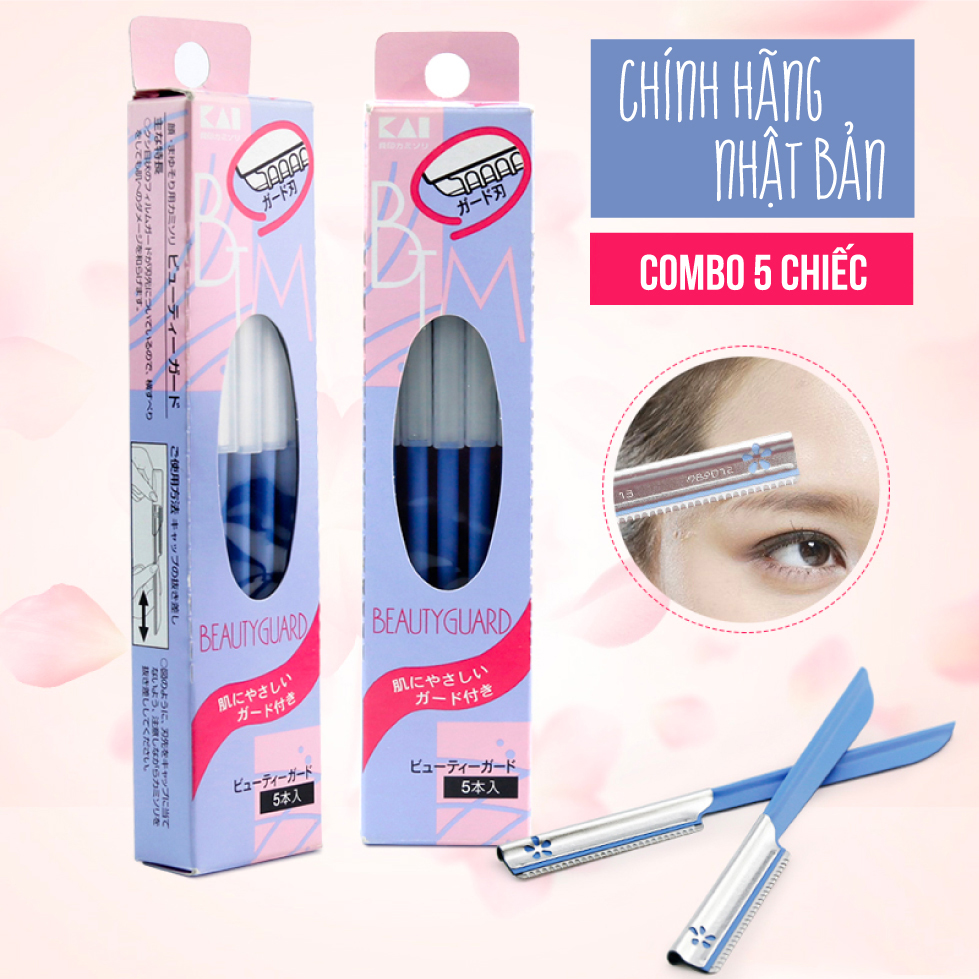Dao cạo lông mày cao cấp Nhật Disposable BTM-5F1 bộ 5 chiếc (màu hồng)