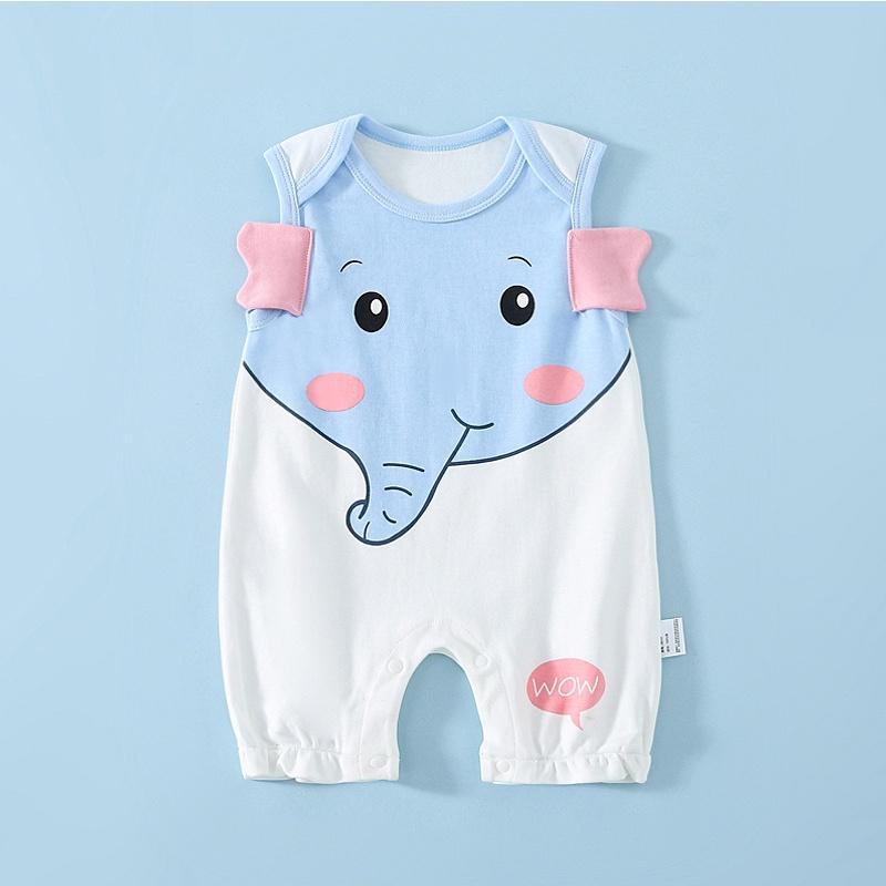 SS003 Bodysuit cho bé trai bé gái sơ sinh 0-12 tháng kiểu dáng liền thân sát nách hình thú đáng yêu