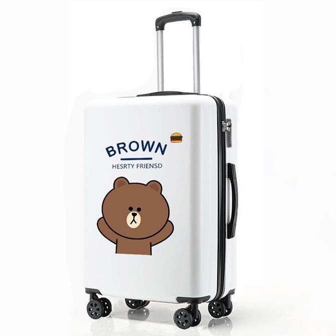 Vali Du Lịch In Hình Gấu BROWN L020 Dễ Thương Hình In Không Bong Tróc Chất Liệu Nhựa PC+ABS Dung Tích Lớn