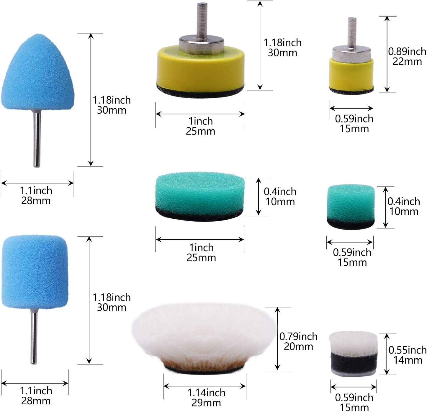 Mút Đánh Bóng Mini, Bộ Đánh Bóng, 16 Cái 15Mm 25Mm Bộ Dụng Cụ Đánh Bóng Bọt Biển Đánh Bóng Bộ Đánh Bóng Đánh Bóng Cho Xe Chà Nhám Đánh Bóng Cho Dụng Cụ Xoay Điện