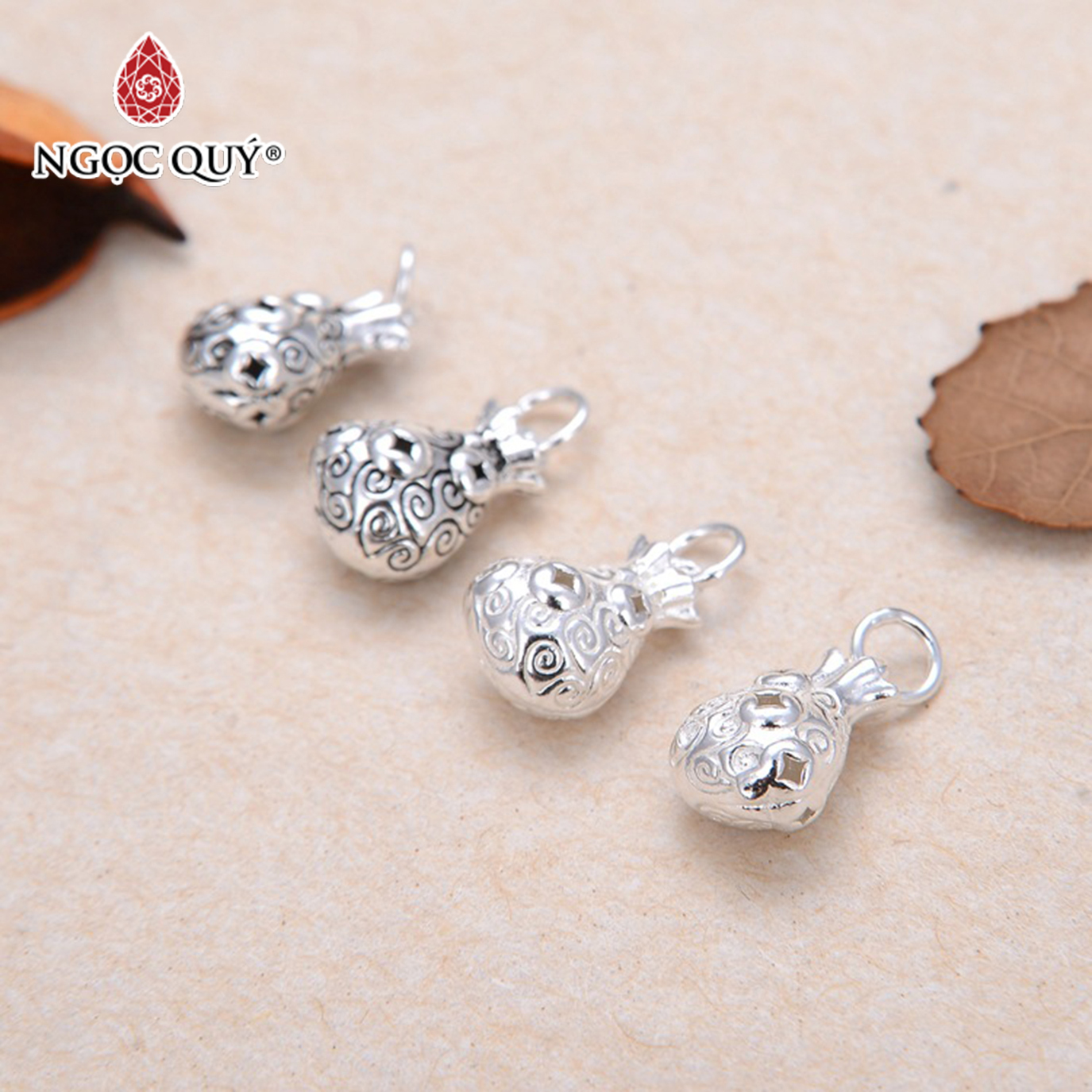 Charm bạc túi tài lộc treo - Ngọc Quý Gemstones