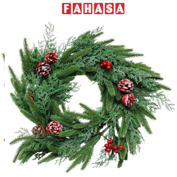 Vòng Hoa 2 Loại Lá 50 cm - Trang Trí Giáng Sinh - Chaang Chiia LP-W20-POP