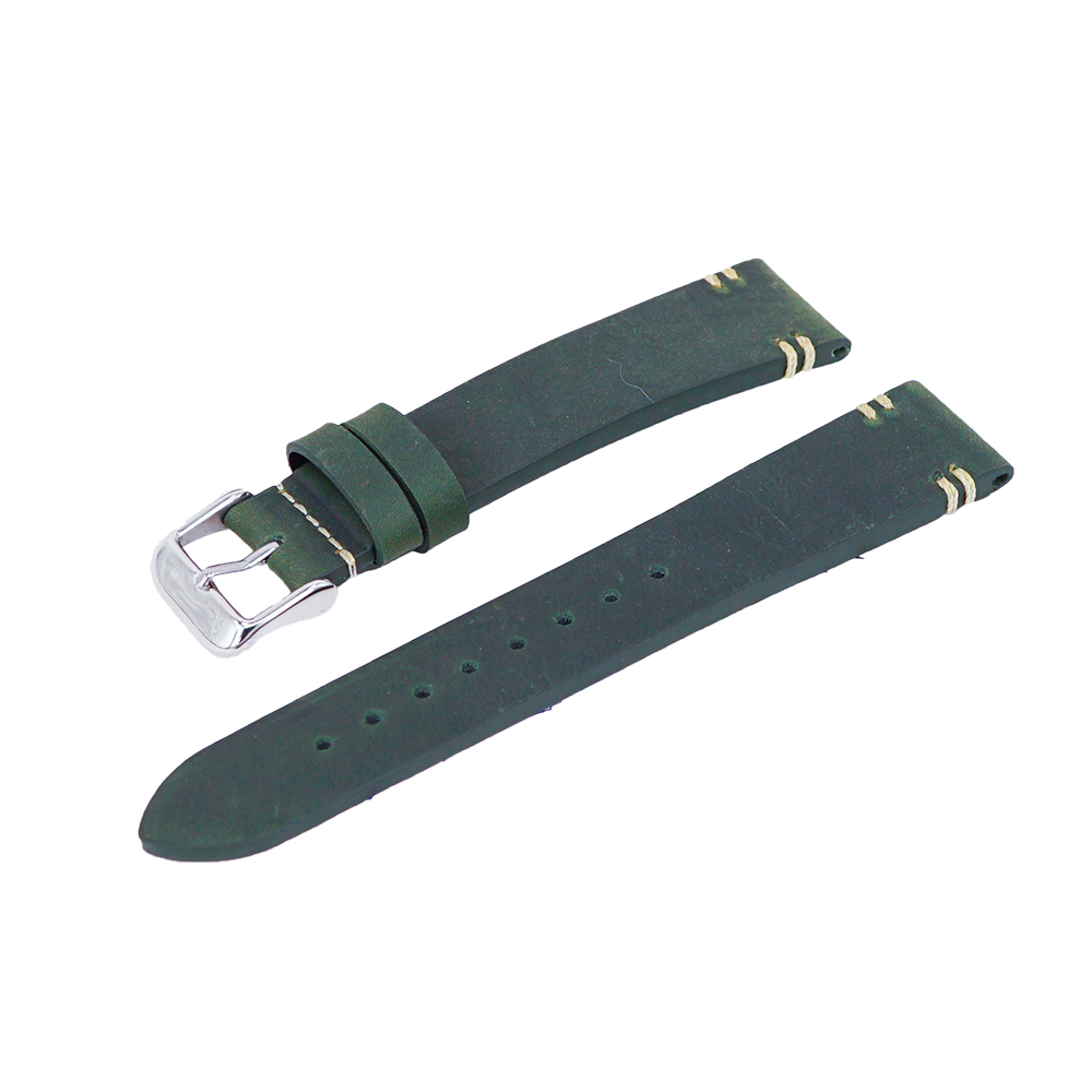 Dây đồng hồ da bò sáp không may chỉ viền phong cách Vintage size 18mm-20mm-22mm cho đồng hồ thời trang đồng hồ thể thao SNK SRPD Mako  SNZG kèm sẵn khóa và chốt