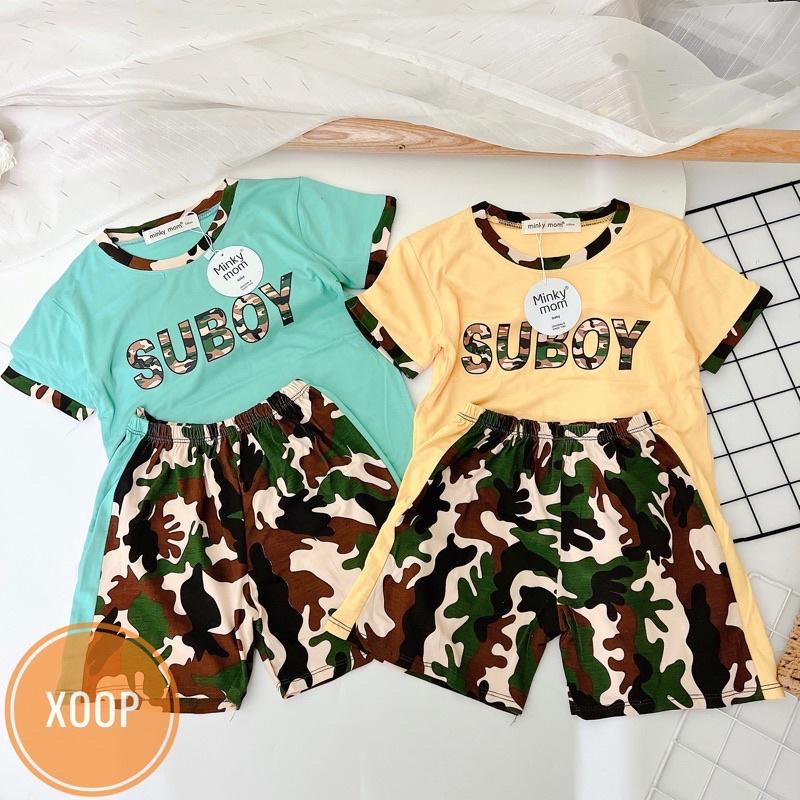 (Đại Size 16-26kg) Bộ cộc thun lạnh hàng minky mom họa tiết lính,suboy cho bé (SP002125 ) shop phúc yến