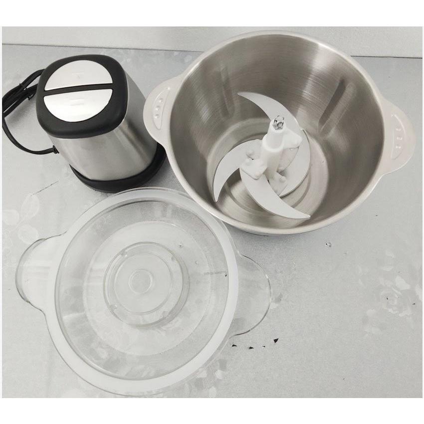 Máy Xay Thịt Đa Năng Cối 2L Inox 304,4 Lưỡi Dao Thép Không Gỉ,Say Sinh Tố Thịt, Cá, Rau Củ Hoa Quả