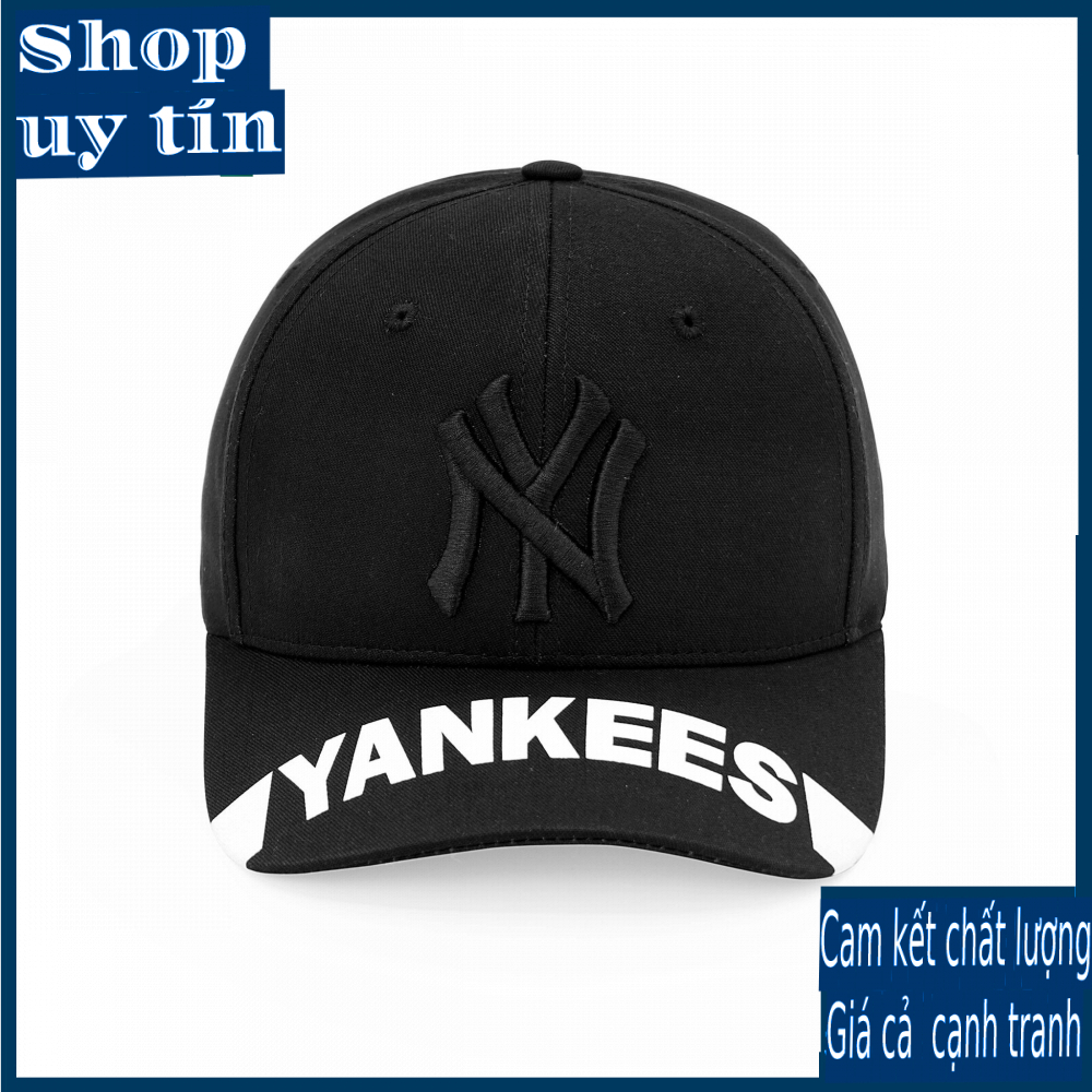 Freeship - MŨ / NÓN KẾT LƯỠI TRAI  N.Y YANKEES KAKI THỜI TRANG NAM NỮ CAO CẤP - màu đen chữ trắng